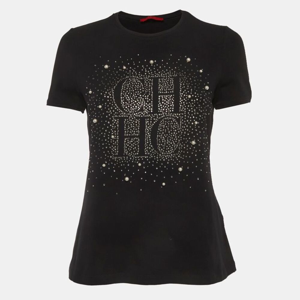 Ch Carolina Herrera Black Jersey Logo Detail T-Shirt M